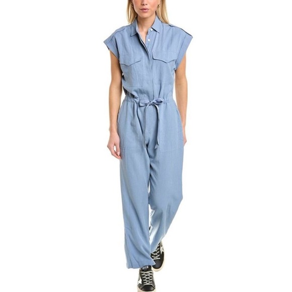 Rag & Bone Luna Jumpsuit Blue Linen Blend Excellent Size M - Picture 3 of 13